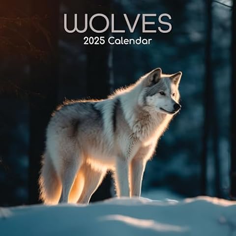 The Gifted Stationary 2025 Square Wall Calendar, Wolves, 16-Month Animals Theme Hanging Calendar with 180 Reminder Stickers, Month Planner for Home, or Creative Spaces, 12x12 In Cover