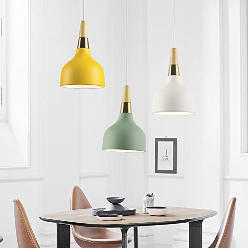 Lámpara colgante E27 moderna de madera con luz de techo pequeña para mesa comedor 7