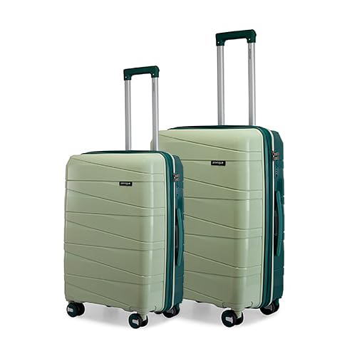 Image of Provogue Azure Hard-Sided PP Set of 2 Luggage Suitcase | Expandable Space with 8 Wheels Trolley Bags for Travel | Lightweight with Combination Lock | 5 Year Warranty (Laurel Green /Hunter Green)