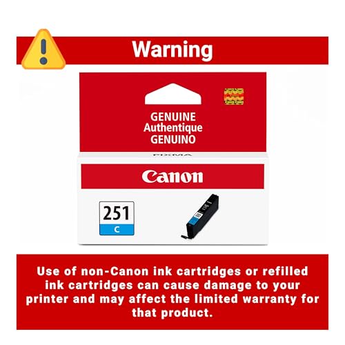 Canon CLI-251 Genuine Cyan Ink Tank, Compatible with MG6320, IP7220 & MG5420, MX922, MG5520, MG6420, MG7120, iX6820, iP8720, MG7520, MG6620, and MG5620 Printers - image 3