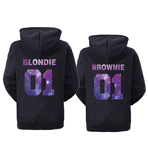 Tabiekacl Best Friend Pullover für Mädchen Couple Hoodie Best Friends Schwarz weiß Sister Pullover für Damen Kapuzenpull 1 Stück, Sky-Schwarz-Brownie, S Cover