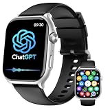 AOC AI Smart Watch for Men Women Answer/Make Calls, Built-in ChatGPT, 1.96' HD AMOLED Screen Fitness Watch with Heart Rate Monitor Sleep Monitor, 100+ Sports Trackers Step Counter (Silver)
