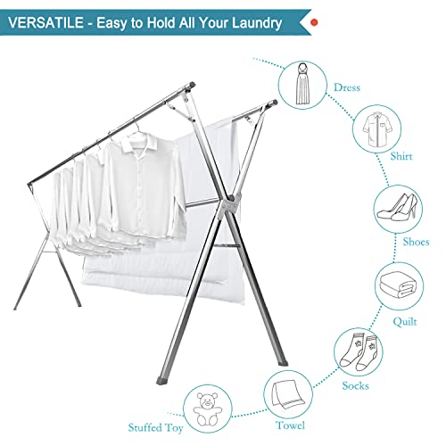 Jauree 95 Inches Clothes Drying Rack Clothing Folding Indoor Outdoor thumb #1