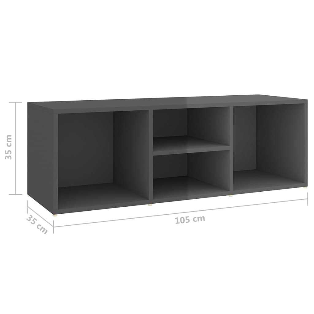 Artykuły gospodarstwa domowego Ławka do przechowywania butów wysoki połysk szara 105x35x35 cm Engineered Wood Storage & Organization