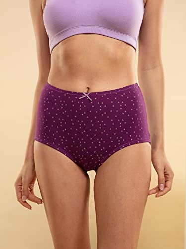 Image of NYKD NYP104 High Rise Stretch Cotton Full Coverage Full Brief with Consealed Waistband-Pack of 3