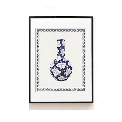  Poster da Parete Poster E Stampe Stampe d\'Arte Orientale Stampe su Porcellana Cinese Murales in Porcellana Bianca E Blu Poster da Parete in Porcellana retrò Vintage Art - 50X70Cm