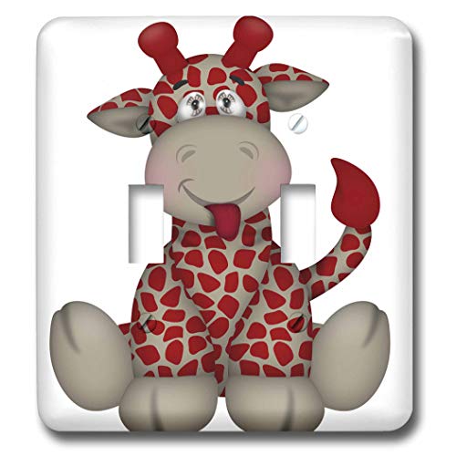 3dRose Cute Red & Gray Chubby Sitting Giraffe Art double toggle switch
