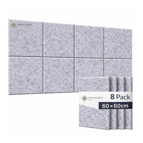 Image of YGM Acoustic Foams Luxury PET Felt Acoustic Self Adhesive Panels, 10 MM Thick, Sound Absorbing Panels for Wall | Room Noise Reducer & Sound Dampening (Marble White, 2x2 Foot - 8 Panels)