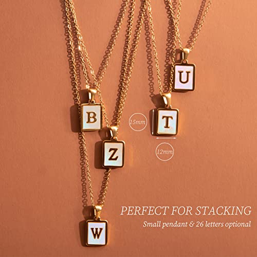 18K Gold Filled Nature Shell Letter Pendant Initial Alphabet Necklace Gold Monogram Necklaces 26 Capital A-Z For Women Teen Girl Jewelry Ｇraduation Gifts For Friends (M) #TOP5