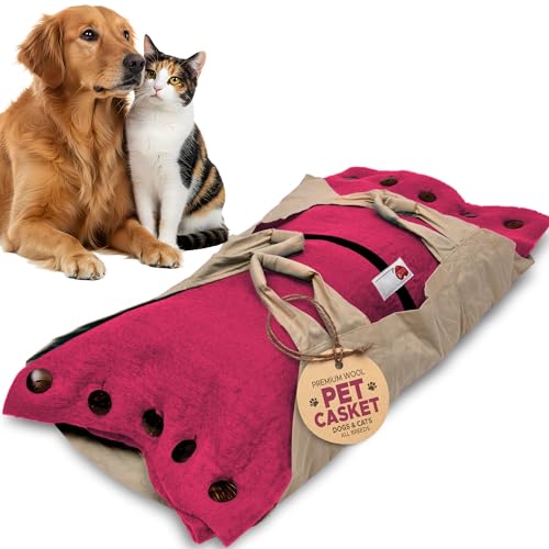 Sweet Goodbye CocoonÂ® - Eco-Friendly Pet Burial & Cremation Ceremony Kit (Premium Wool) - Casket for Dogs and Cats â€“ Size for Every Breed (Choose Size & Color) (Small, Pink)