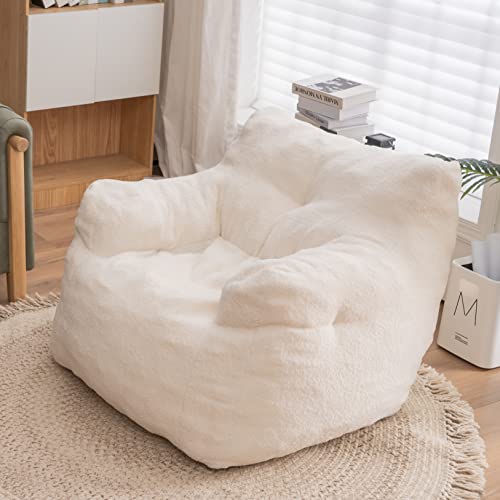 Ssline Plush Bean Bag Chair Comfortable Faux Fur Beanbag Chair With Pre-Filled Foam Fluffy Soft Lazy Sofa Chair For Adults Women Girls In Bedroon Living Room Dorm Apartment (Cream White-3.3') #TOP7