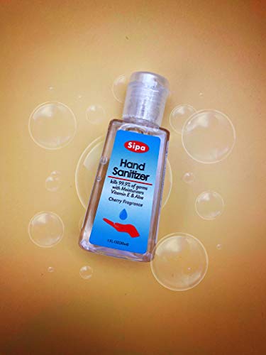 Sipa Hand Sanitizer Travel Size 1 Oz/ 30 Ml, Cherry Scent, Flip Cap Bottle Each (Pack Of 24), With 2 Keychain Hand Sanitizer Bottle Holder, Soothing Gel With Aloe And Vitamin E #TOP3