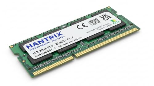 Image of 4GB DDR3 1066MHz Laptop RAM PC3-8500S 204-Pin SO-DIMM Notebook Memory Module | 1.5V Dual Rank 2Rx8 Laptop Upgrade | Compatible with Samsung M471B5273CH0-CF8 | 3-Year Warranty