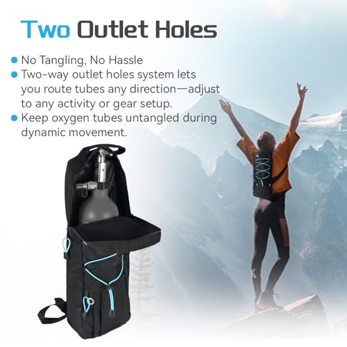 Portable Oxygen Tank Backpack for A, B(M6), C(M9), D, M2, Ml6, M7 Size Oxygen Cylinders, Durable Oxford Material with Chest Strap & Four Outlet Holes, Wheelchair Bag for Travel, Storage & Carry - Image 3