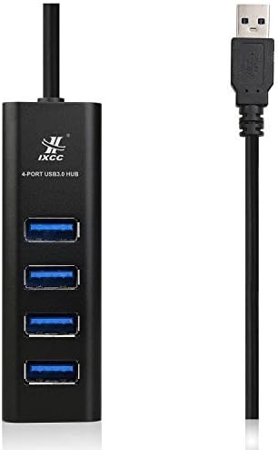 iXCC Aluminum 4 Port Compact Portable High Speed USB 3.0 Data Hub for Windows, Mac OS, Linux - Black
