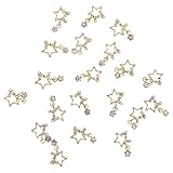 Giantree 20Pcs Star Nail Charms, 3D Alloy Rhinestones Nails Art Charms Bling Crystals Nail Gems for DIY Manicure Decoration Nail Accessories Women Nail Supplies (Gold)