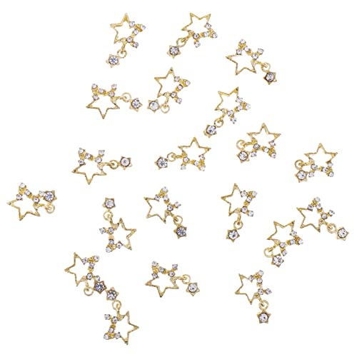 Giantree 20Pcs Star Nail Charms, 3D Alloy Rhinestones Nails Art Charms Bling Crystals Nail Gems For Diy Manicure Decoration Nail Accessories Women Nail Supplies (Gold) #TOP6