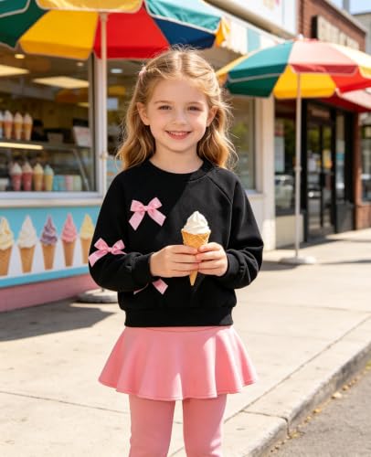 Image of Toddler Girl Clothes Ruffle Long Sleeve Heart Print Tops and Pants 2PC Little Girl Winter Outfits Size (4-7T)