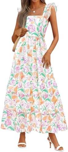 BTFBM Spring Dresses for Women 2026 Sleeveless Boho Floral Maxi W...