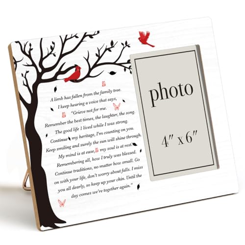 QZJ Memorial Picture Frame Gifts, Sympathy Gifts for Loss of Loved One, Bereavement Gift Idea, A Limb Has Fallen from the Family Tree Wood Picture Frame, 4 x 6 Inch Photo