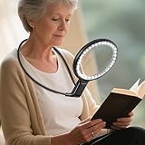 Neck Magnifier Hands Free with Light, 10X 5.2 Large Magnifying Glass with 36 LED Light, Flexible Gooseneck for Close Work Reading Sewing Senior (Black)
