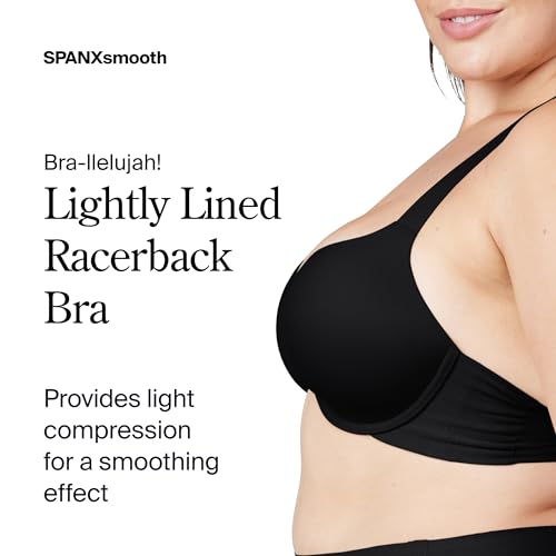 Image of Spanx Smooth Bra-Llelujah! Lightly Lined Racerback Bra - Full Coverage Comfort and Front Closure - Everyday T-Shirt Bra