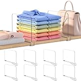 OKPOW Shelf Dividers for Closet Organization: 8' Tall X 12' Deep, Acrylic Clear Sturdy Separators for Clothes Purse, Adjustable, Removable, Easy to Install, Storage for Wood Cabinet Housewife, 8 Pack