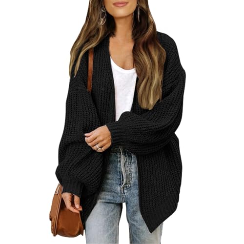 Oversized Cardigan Sweaters for Women Lightweight Crochet Sweater Casual Open Front Cardigan Sweater Coats w/Pockets - Main Image