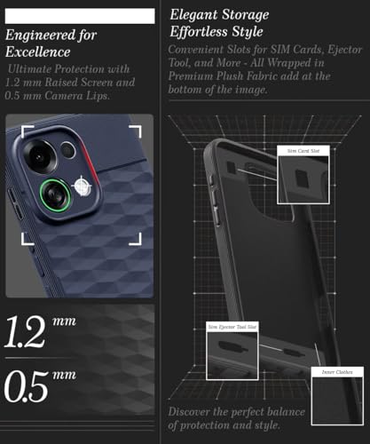 Image of WOW IMAGINE Back Cover for Oppo K13 Turbo 5G | K13 Turbo Pro 5G with Hexa Cube Design | Soft Rubberised Case | Inner Velvet Fabric | Matte Silicone Flexible Mobile Case | Camera Protection - Blue