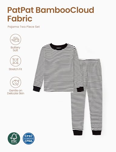Image of PATPAT Toddler & Kids Pajama Sets with Bamboo Viscose, Snug Fit Pjs for Girls, All-Season Comfort Sleepwear, Ages 2-12 Years