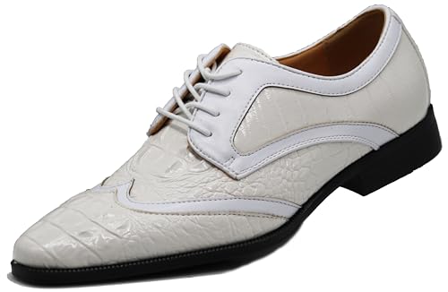 ODN Men's Alligator Crocodile Print Oxfords Fashion Lace Up Dress Shoes