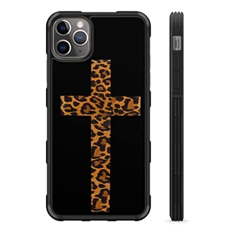 407Case Fits iPhone 13 6.1" & iPhone 13 Pro 6.1" Leopard Cheetah Print Cross Rubber Hybrid Protective Case Animal Print Faith (iPhone 13/13 Pro 6.1") Cover