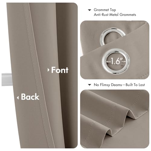 Image of MIULEE Blackout Curtains for Bedroom Living Room 2 Panels, Thermal Insulated Room Darkening Drapes Grommet Noise Reducing Light Blocking Window Treatments 84 Inches Long 40x84 Inch Stone