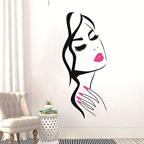 Wall Decal Beauty Salon Manicure Nail Salon Wall Art Sticker Beautiful Girl Face Lips Home Decor Stickers Barber Shop Hairstyle Decoration Wall Mural M-73 (Black+Pink Lips, 57x130cm) Wall Decal Beauty Salon Manicure Nail Salon Wall Art Sticker Beautiful Girl Face Lips Home Decor Stickers Barber Shop Hairstyle Decoration Wall Mural M-73 (Black+Pink Lips, 57x130cm)