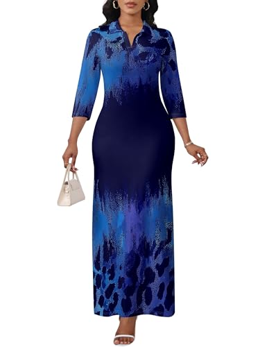 Image of PinkPatty Women's Modest Bodycon Maxi Dress 3 /4 Sleeve Semi Formal Outfits