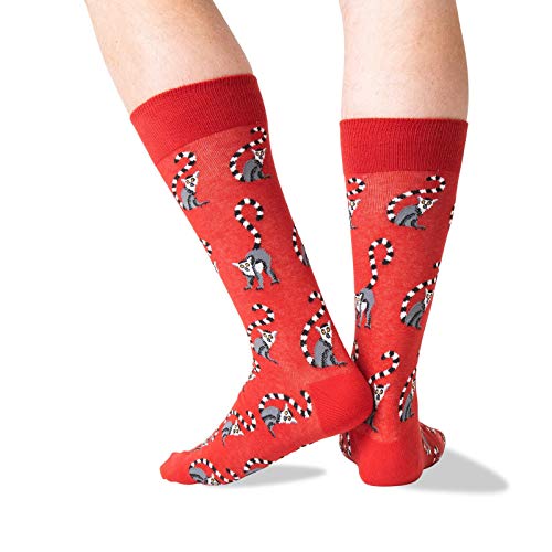 HOTSOX Mens Lemurs Socks 1 Pair, Red, Shoe Size: 10-133