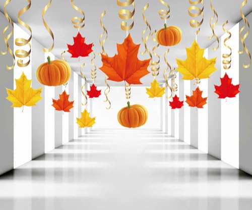 Cinray EU-CINRAY-20230520-STREAMERS 32Pcs Fall Decorations Hanging Swirls Thanksgiving Party Decorations For Home Pumpkin Maple Leaf Hanging Streamers thumb #5