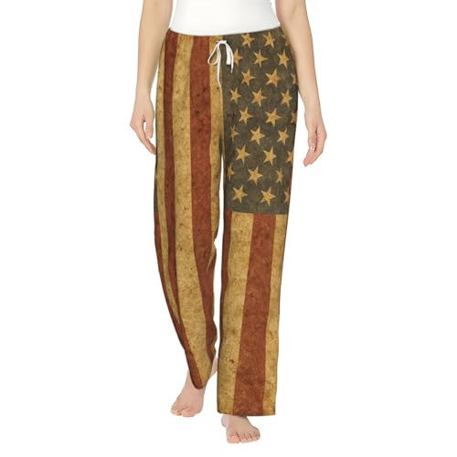 Pantalon de pyjama en polaire femme style rétro drapeau américain ample