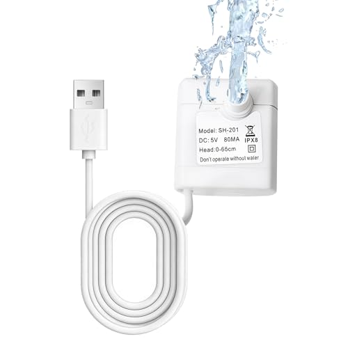 Pompe à Eau de Fontaine pour Chat, Silencieuse Fontaine à Eau pour Chat, 5 V Animal de Compagnie Remplacement, Pompe Universelle Compatible Fontaine à Eau pour Animaux de Compagnie,Débit Réglable