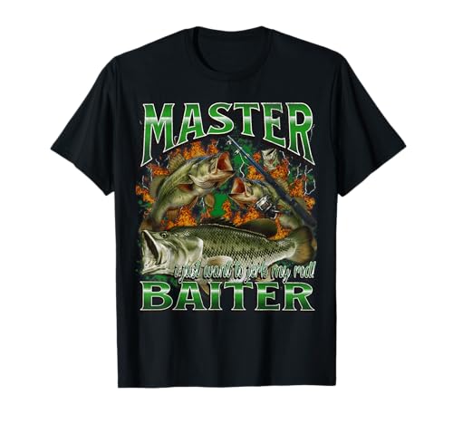 Master Baiter Funny Offensive Fishing Meme Bootleg Graphic T-Shirt