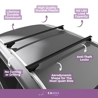 ERKUL Roof Rack Cross Bars for Chevrolet Chevy Equinox EV 2024-2025 | Aluminum Crossbars with Anti Theft Lock for Rooftop | Compatible with Flush Rails - Black