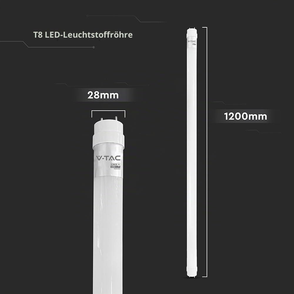 ZONE LED SET - LED Röhre 120cm, kaltweiß (6500 K), 1850 Lumen, T8, G13-18W (ersetzt 36W), inklusive Starter, LED-TUBE Leuchtstoffröhre Neonröhre Leuchte Röhrenlampe, 25-er Pack