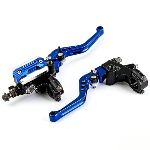 Anhoer 2Pcs Motorcycle Brake Clutch Lever 7/8 Universal Motorcycle Handlebar Master Cylinder Levers 22mm Cylinder Reservoir Levers Left & Right Handle Clutch Lever Set (Blue)