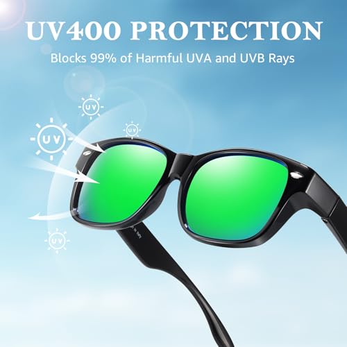 Image of TJUTR Polarized Fit-Over Sunglasses for Men & Women, Wraparound UV400 Protection Over Prescription Glasses for Driving TS2611