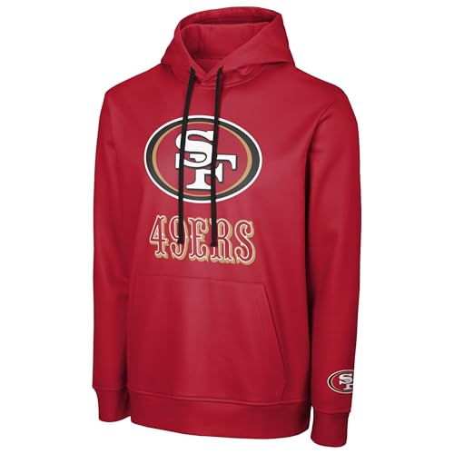 FOCO NFL Mens Official Sideline Primary Logo Performance Pullover Hoodie Sweatshirt (US Alpha XX-Large Regular Regular San Francisco 49ers - Red)