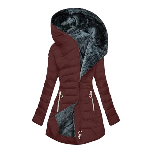 Veste d'hiver chaude pour femme doudoune élégante bordeaux en coton SIYAN
