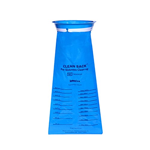 Image of PDC Healthcare EBG002 Blue Hospital Emesis Bag, Printed Graduations, Plastic Rim, 36 oz (Pack of 144)