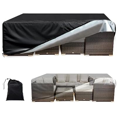 Outdoor Furniture Cover, Tear-Resistant Waterproof Patio Furniture Set Cover, Heavy Duty Outside Table Chair Couch Cover Fire Pit Covers- 74”L x 47”W x 28”H, Black