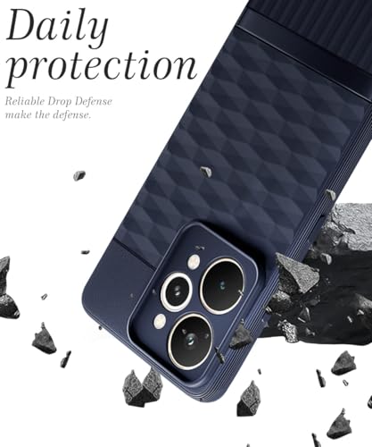 Image of WOW IMAGINE Back Cover for Realme 15 Pro 5G with Hexa Cube Design | Ultra Slim Soft Rubberised Case | Inner Velvet Fabric | Matte Silicone Flexible Mobile Case | Camera Protection - Blue