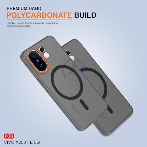 Image of AESTMO Vivo X200 FE 5G Back Cover | Slim Hard Shell | Matte Frosted Hard Back Translucent Back Cover for Vivo X200 FE 5G (Compatible with MagSafe Accessories, Black)
